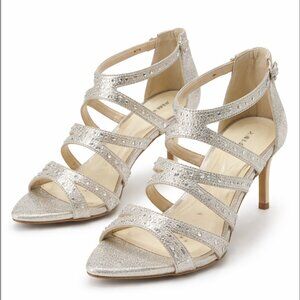 Alfani Womens Dress Shoes Rhinestones 3" Heels Strappy Party Wedding - Size 8.5